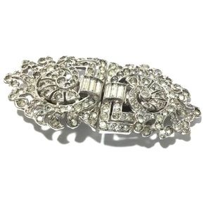 SOLD!  Too late!  Vintage Deco Rhinestone Duette Brooch Clips